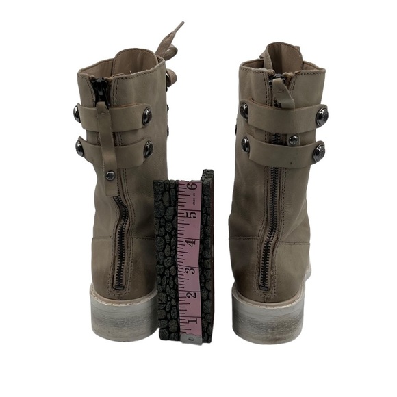 Sam Edelman Cream Darwin Tumbled Leather Chunk Heel Combat Boots Size 6 Women’s - Picture 9 of 10